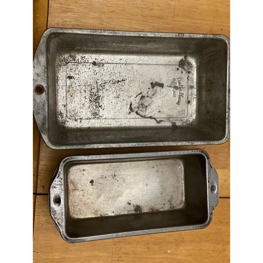 Vintage Bake King EKCO Tin Loaf Pan Set 3 Piece Farmhouse Rustic‎ Bakeware